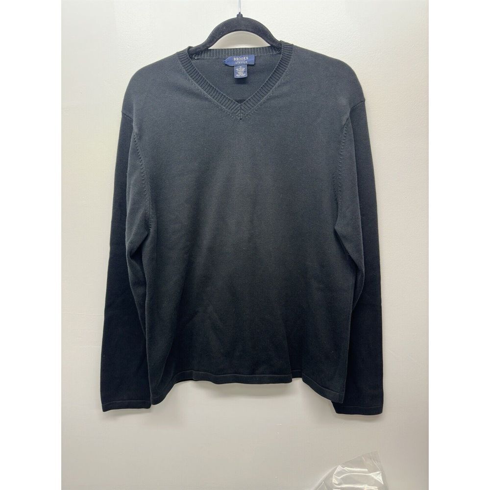 Brooks Brothers Merino Wool Sweater V-Neck Knit Pullover Medium Men‎ Blue #30